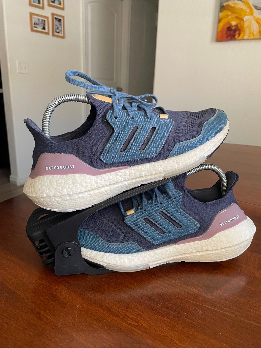 Adidas Mens Size 9 Ultraboost 22 ART GX9157 Blue Athletic Running Shoes